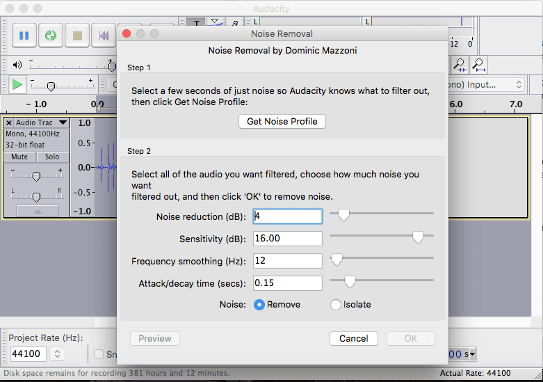 noise removal audacity