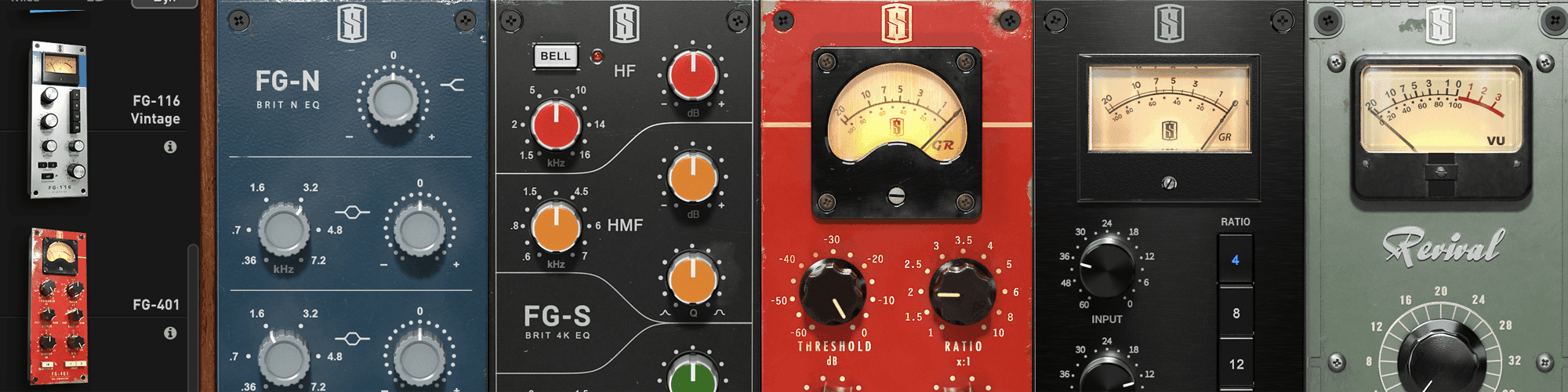 The Slate virtual mix rack, available with their used audio software