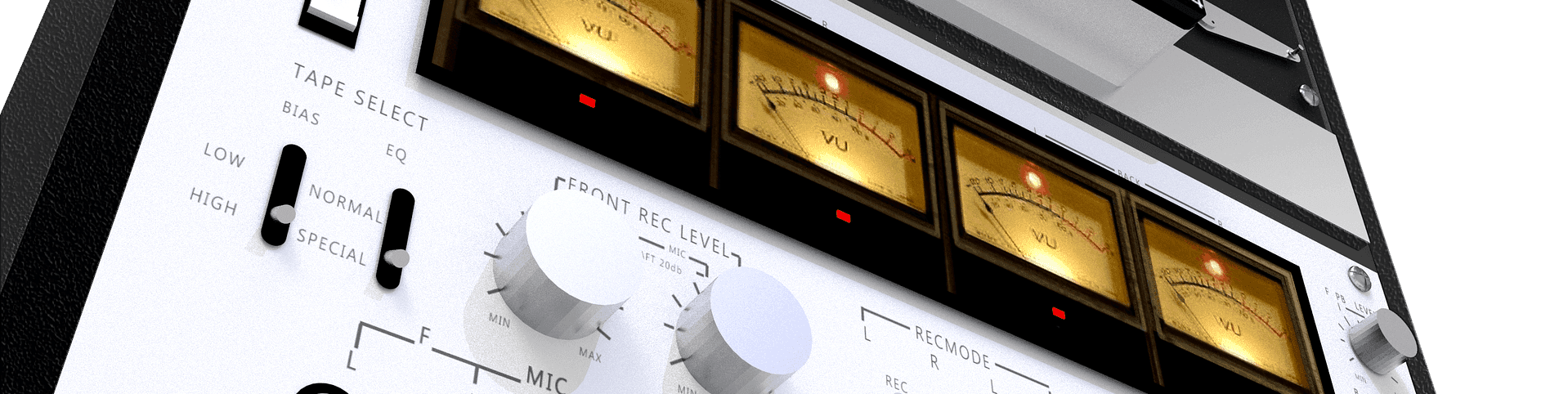 VU meters on a reel to reel
