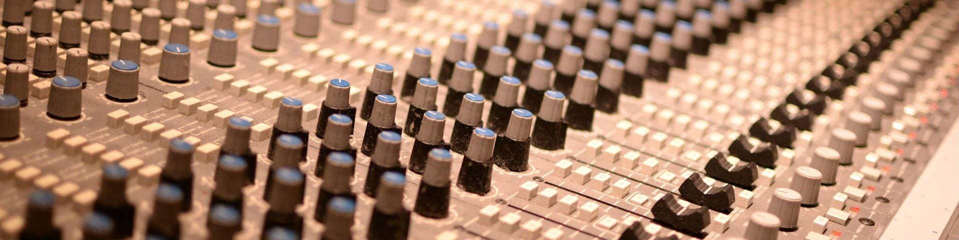 A large format mixing console