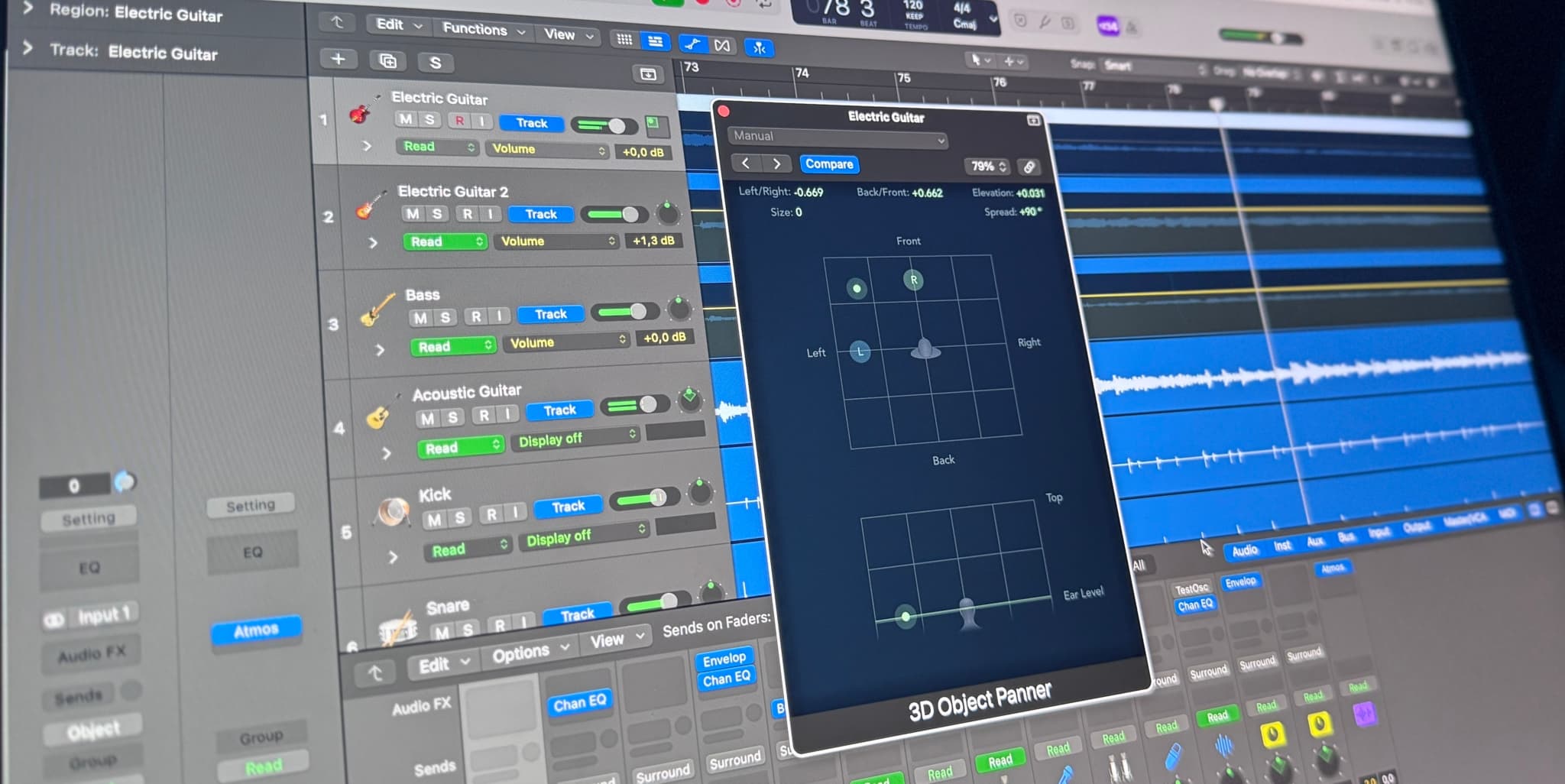 Logic Pro Project and a 3D object panner plugin for Mixing in Dolby Atmos