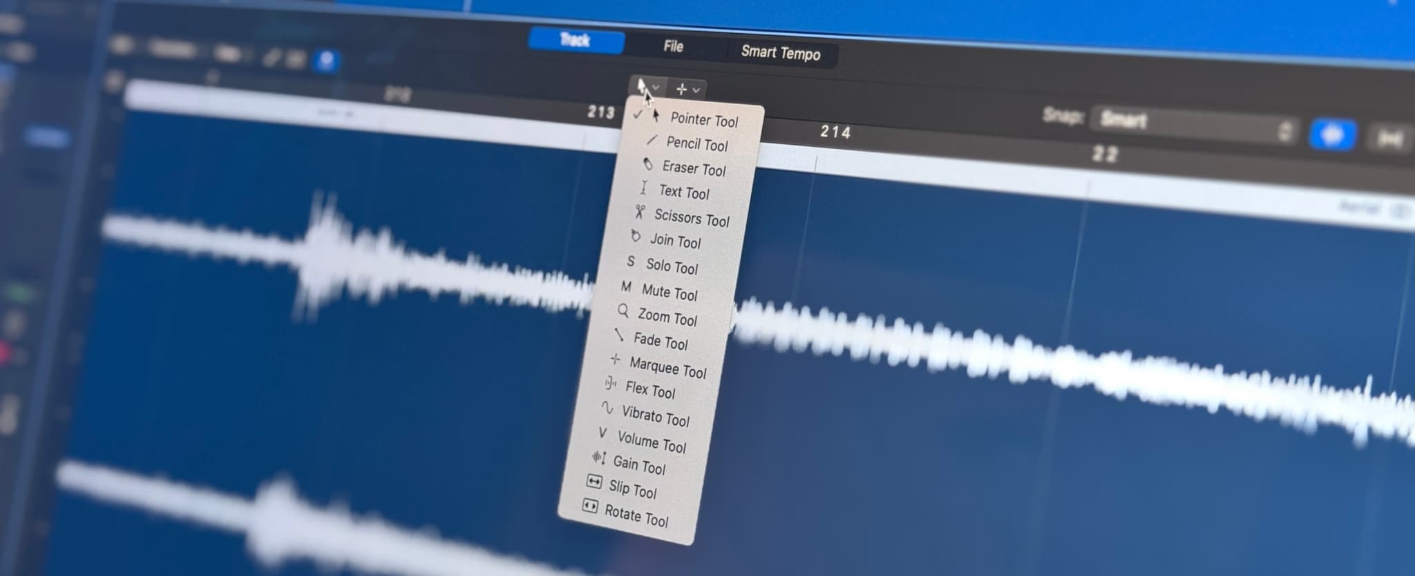 Editing Take in Logic Pro Track