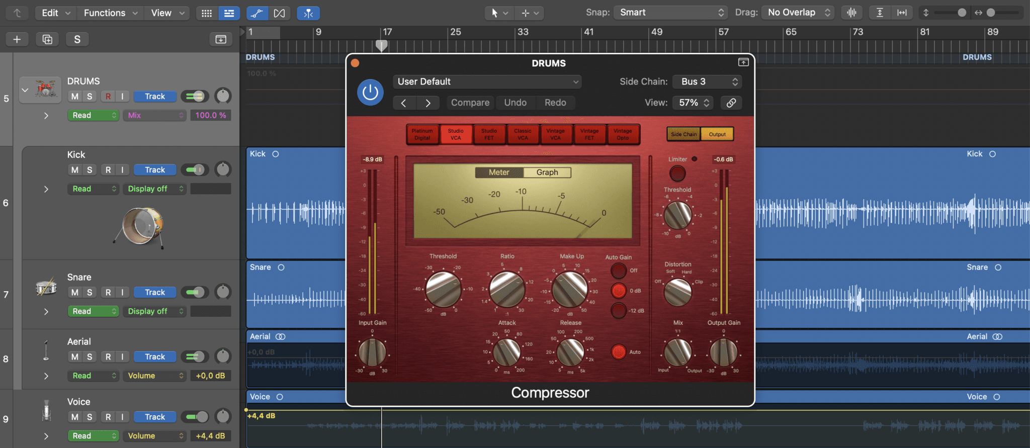 Logic Pro Compressor plugin.