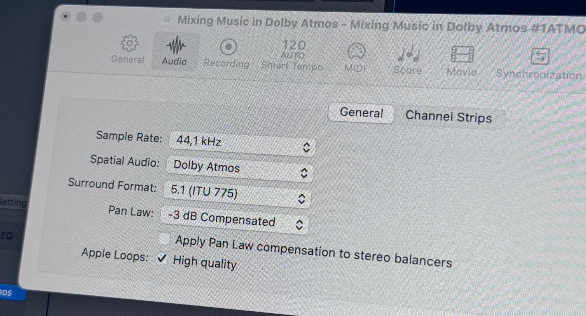 Logic Pro audio settings 
